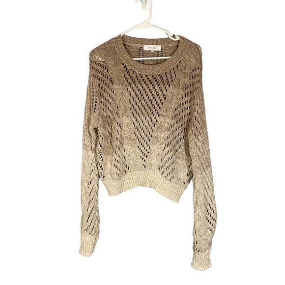 John + Jenn Brown Ombre Netted Long Sleeve Pullover Knit Sweater Women Sz SP - Picture 1 of 8